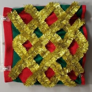 Love on a Hanger NWOT Red and Green Skirt with Gold Garland Trim, L